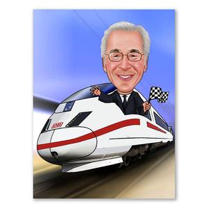 Karikatur zeichnen lassen - Zug ohne Versptung (ca664) Outlet Genuine
