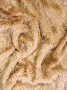 Desert Tan Solid Shaggy Long Pile Faux Fur Fabric / 15 Yard Bolt Low Pice Fee Shipping For Sale