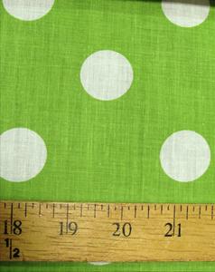 Poly Cotton Printed Fabric Big Polka Dots / Lime Green/White Dots / Sold By The Yard Outlet Cheap Pices