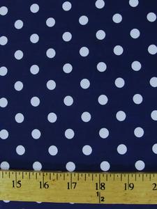 Poly Cotton Printed Fabric Small Polka Dots / Dark Royal/White Dots / Sold By The Yard Sale Clearance