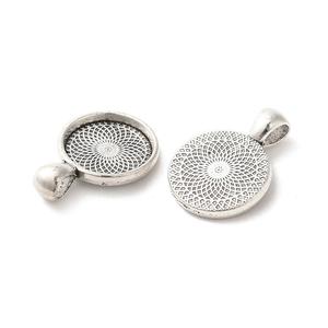 Tibetan Style Flat Round Alloy Pendant Cabochon Setting with Glass Dome 29.5mm x 21mm x 3mm Free Shipping 2025