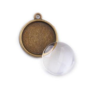 Round Pendant Setting with Glass Dome 20.5mm x 17mm x 2mm Get To Buy