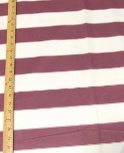 2 Tone Stripe Deck Canvas Outdoor Waterproof Fabric / Burgundy/Off White / Sold By The Yard Closeout!!! Visit