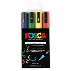 Uni Posca Paint Marker Set, PC-5M, Set of 4 Markers, PC5M4PASS, Medium Bullet Tip, Assorted Colours, 1.8-2.5mm Discount The Cheapest