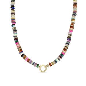 14k Mixed Dark Gemstone Rondelle Bead Round Enhancer Necklace Official Online