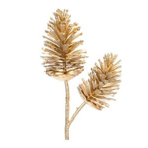 28" Gold Pinecone Spray Excellent