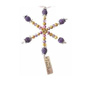 Purple Coloured Beaded Snowflake with a Charm Free Shipping Get To Buy