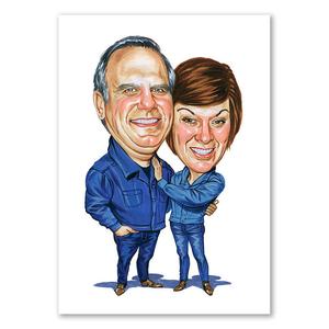 Karikatur zeichnen lassen - Paar in Blau (cdi332) Shop Offer Cheap Pice
