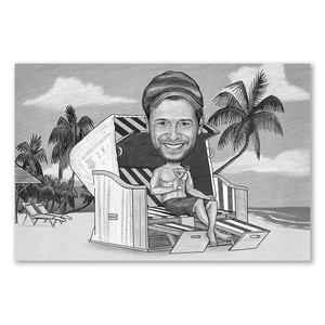 Karikatur zeichnen lassen - Im Strandkorb Zeichnung (ca287man-pen) Original Cheap Pice