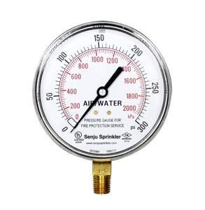 Senju Sprinkler Pressure Gauge 3.5", 300PSI 1/4"NPT (UL/FM) Cheap Low Shipping