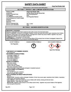 Safety Data Sheet - Hog Fuel Boiler Ash Outlet Collections