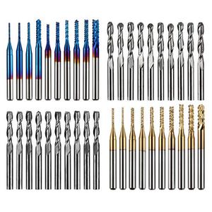 40pcs End Mills CNC Router Bits, 1/8" Shank CNC Cutter Milling Carving Bit Set Including 2-Flute Flat Nose & Ball Nose, Nano Blue Coat & Titanium Coat, MC40A Buy Cheap Cheapest Pice