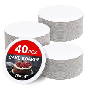 40 PCS Cake Boards 6 inch Round Cake Cardboard Rounds White Cake Board, Cake Circles Round Base Food-Grade Cardboard Cake Plate for Cakes Christmas Bread Desserts (Thin and Strong) Discount Low Pice