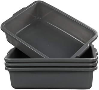 4-Pack Bus Tubs, Commercial Tote Box, Plastic Bus Box (13 L Capacity), Grey Limited Edition Cheap Pice