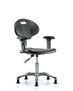 Class 10 Erie Polyurethane Clean Room Chair - Desk Height with Adjustable Arms & Stationary Glides in Black Polyurethane - CLR-TPDHCH-CR-A1-RG-BLK Low Shipping Cheap Pice