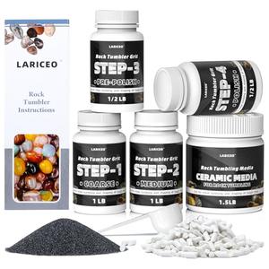 4.5LB Rock Tumbler Grit and Polish Refill Set, 4-Step Professional Polish Rock Tumbler Grit to Unlock Stunning Polished Stones. Ideal for National Geographic, KomeStone, and Other Polishers & Tumblers Tumblr Cheap Pice