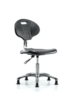 Class 10 Erie Polyurethane Clean Room Chair - Desk Height with Stationary Glides in Black Polyurethane - CLR-TPDHCH-CR-A0-RG-BLK Visit New For Sale