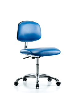 Class 10 Clean Room/ESD Vinyl Chair - Desk Height with ESD Casters in ESD Blue Vinyl - ECR-VDHCH-CR-EC-ESDBLU Outlet 2025