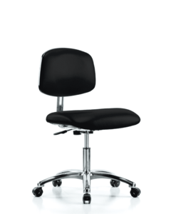 Class 10 Clean Room/ESD Vinyl Chair - Desk Height with ESD Casters in ESD Black Vinyl - ECR-VDHCH-CR-EC-ESDBLK For Sale Wholesale Pice