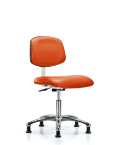 Class 10 Clean Room Vinyl Chair Chrome - Desk Height with Stationary Glides in Orange Kist Trailblazer Vinyl - CLR-VDHCH-CR-RG-8613 Cheap Buy