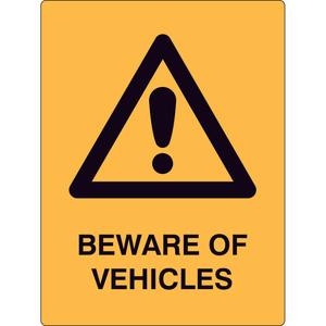 Safety Sign - BEWARE - Vehicles Free Shipping Finishline