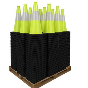 18" Traffic Cone - 3 Lbs - Safety Lime - 6" Inch Hi Intensity Reflective Collars - Bulk Pallet Very Cheap