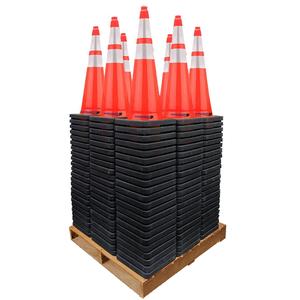 28" Traffic Safety Cone - 10 Lbs - Orange - 6" 4" Inch Reflective Collars - Bulk Pallet Sale Recommend