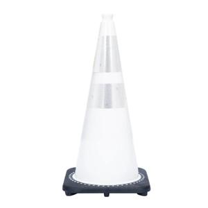 28" JBC Traffic Safety Cone - White - 7 Lbs - 6" 4" 3M Reflective Collars Clearance Supply