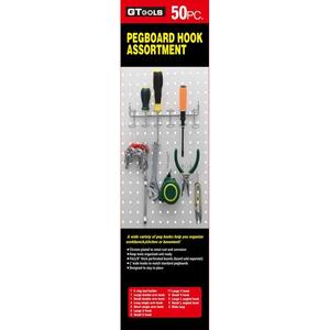 50-Piece Chrome Pegboard Hook Set (Round Holes) Manchester
