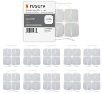 reserv 2" x 2" Premium Re-Usable Self Adhesive Electrode Pads for TENS/EMS Unit, Fabric Backed Pads with Premium Gel (White Cloth and Latex Free) (1 Pack (40 electrodes)) Buy Cheap Best