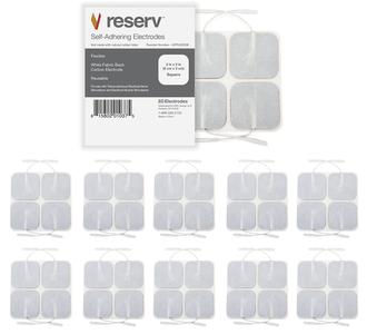 reserv 2" x 2" Premium Re-Usable Self Adhesive Electrode Pads for TENS/EMS Unit, Fabric Backed Pads with Premium Gel (White Cloth and Latex Free) (2 Pack (80 electrodes)) Limited Edition Cheap Pice