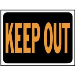 "Keep Out" Sign, Hy-Glo Orange/Black Plastic, 9 x 12-In. Websites For Sale