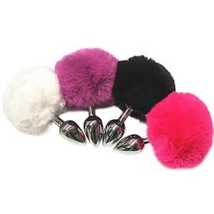 3" Stainless Steel Multi Colored Bunny Tail Plug Good Selling Sale Online