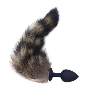 12" Silicone Black and Gray Cat Tail Plug Marketable