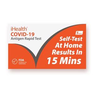 iHealth COVID-19 Antigen Rapid Test, 1 Pack, 5 Tests Total, FDA EUA Authorized OTC at-Home Self Test, Results in 15 Minutes with Non-invasive Nasal Swab, Easy to Use & No Discomfort Clearance Manchester Great Sale