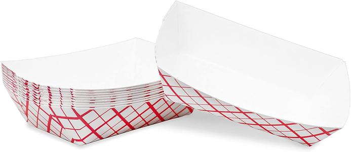 ( PACKS) 1/4LB PAPER FOOD TRAYS - RED & WHITE #25 - 250 PCS PER PACK (4X250PCS PER CASE )- 1000PCS #568 2025 Newest