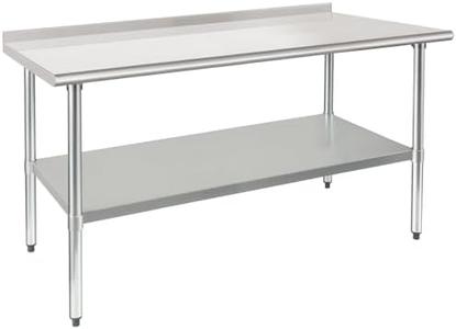 HARDURA Stainless Steel Prep & Work Table 30 x 60 Inches NSF Heavy Duty Commercial with Undershelf and Backsplash, Galvanized Legs for Commercial Food Prep Cheap Sale Outlet Store