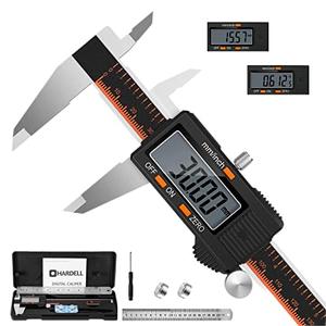 HARDELL Digital Caliper, 6 Inch Stainless Steel Caliper Measuring Tool with Large LCD Screen, Electronic Micrometer Caliper Digital Inch/Millimeter Conversion, Automatic Off(Ruler & 2 Batteries) For Sale Free Shipping