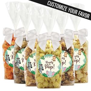 "Ready To Pop" - Safari Jungle Animals Baby Shower Popcorn Favors - 12 Pack Discount Supply