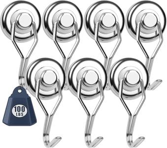 DIYMAG Swivel Swing Powerful Magnetic Hooks, 100LB (7 Pack) Strong Heavy Duty Neodymium Magnet Hooks Great for Grill, Refrigerator, Kitchen, Office-Length 68mm(2.67in), Diameter 32mm(1.26in) Looking For Cheap Pice