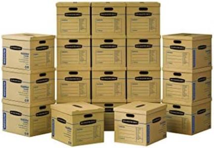 Bankers Box Medium Classic Moving Box 20 Pack, Reinforced Handles, Tape-Free Assembly, Box with Lid, 19-in x 14.5-in x 15.5-in (8817202) With Mastercard Cheap Pice