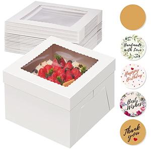 Kootek 15pcs Cake Boxes, 10x10x8 Inches Tall Cake Box with Window, White Bakery Boxes, Large Baking Boxes, Square Cardboard Cake Box for Multi-Layer Cakes, Cake Decorating Supplies for Gift Giving Marketable Sale Online