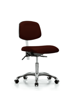 Class 100 Vinyl Clean Room Chair - Desk Height with Casters in Burgundy Trailblazer Vinyl - NCR-VDHCH-CR-T0-A0-CC-8569 Marketable For Sale