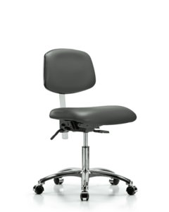 Class 100 Vinyl Clean Room Chair - Desk Height with Casters in Carbon Supernova Vinyl - NCR-VDHCH-CR-T0-A0-CC-8823 Cheapest Pice Cheap Online