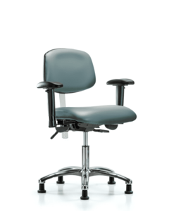 Class 100 Vinyl Clean Room Chair - Desk Height with Adjustable Arms & Stationary Glides in Storm Supernova Vinyl - NCR-VDHCH-CR-T0-A1-RG-8822 Buy Cheap Big Discount