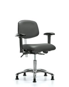 Class 100 Vinyl Clean Room Chair - Desk Height with Adjustable Arms & Stationary Glides in Carbon Supernova Vinyl - NCR-VDHCH-CR-T0-A1-RG-8823 Free Shipping Nicekicks