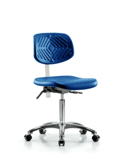 Class 10 Polyurethane Clean Room Chair - Medium Bench Height with Casters in Blue Polyurethane - NCR-PMBCH-CR-T0-A0-NF-CC-BLU Free Shipping Classic
