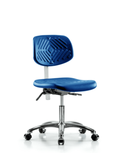 Class 100 Polyurethane Clean Room Chair - Desk Height with Seat Tilt & Casters in Blue Polyurethane - NCR-PDHCH-CR-T1-A0-CC-BLU Pices Cheap Online