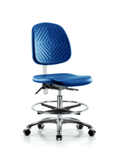 Class 10 Polyurethane Clean Room Chair - Medium Bench Height with Medium Back & Casters in Blue Polyurethane - NCR-PMBCH-MB-CR-T0-A0-CF-CC-BLU Clearance 2025