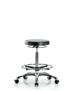 Class 10 Polyurethane Clean Room Stool - High Bench Height with Chrome Foot Ring & Casters - CLR-PHBSO-CR-CF-CC Clearance Official